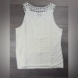 Anthropologie Postmark White Aicha Crochet Embellished Tank Top Size XL